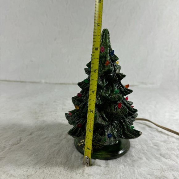 Vintage Lighted Ceramic Christmas Tree with base 2 piece Holland Mold Dark Green - Picture 10 of 12